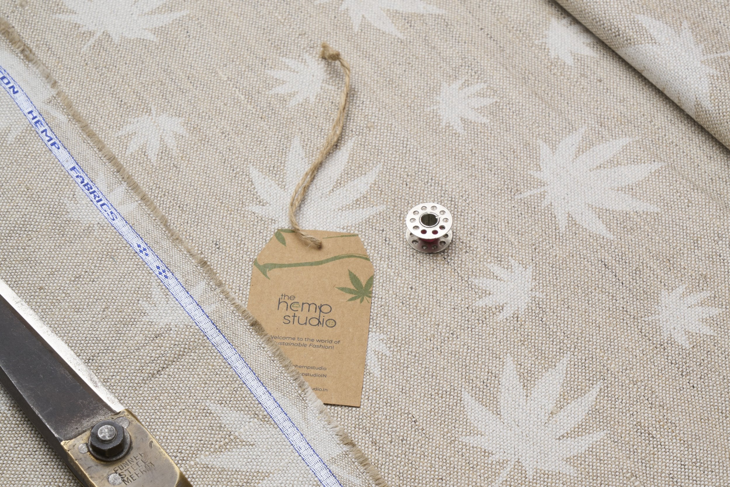 Picture of Buy Hemp Natural Eco Printed Fabric - Cannabis | The Hemp Studio